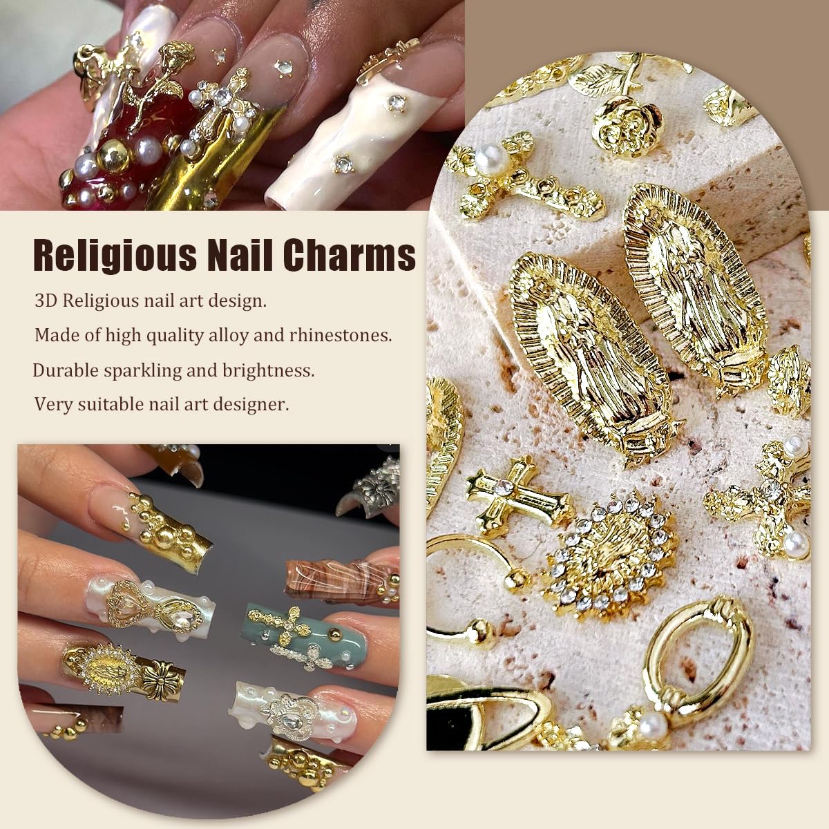 LCiclly chaînes ongles doré, détails métalliques pour designs personnalisés.