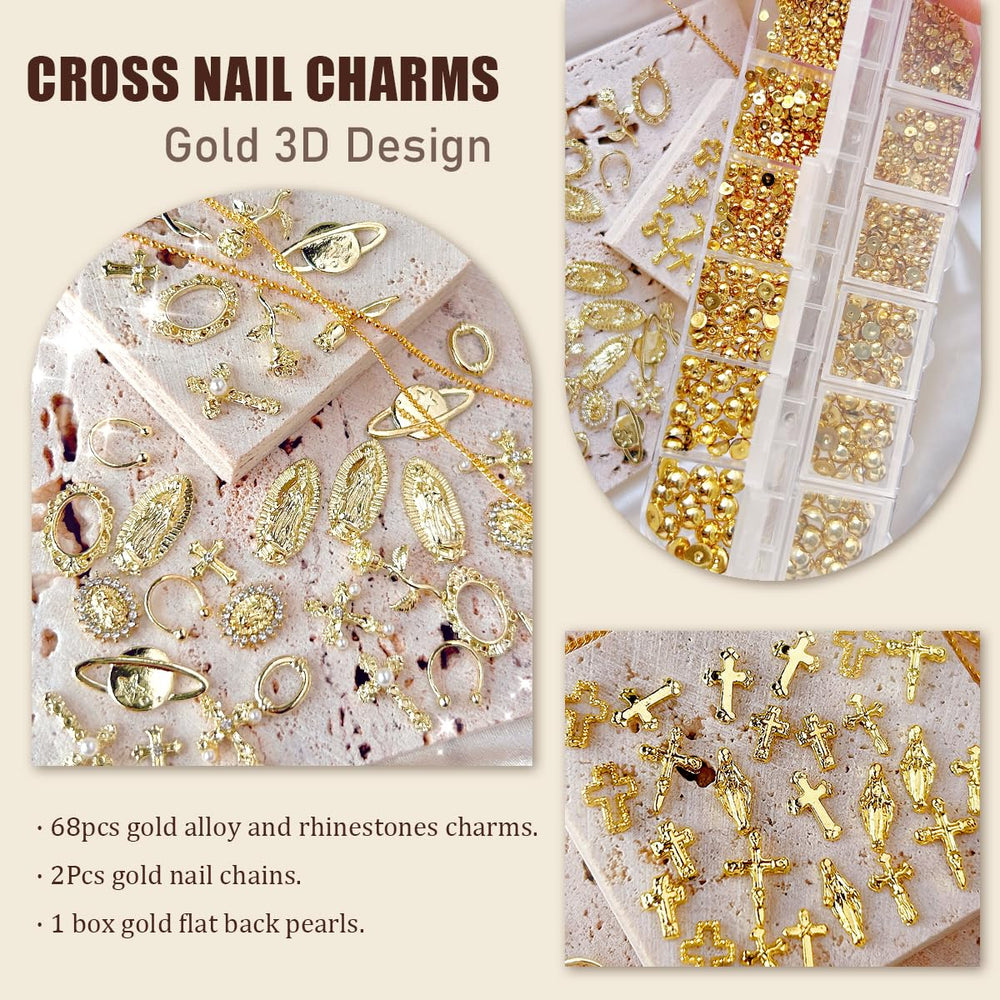 LCiclly Vierge Marie dorée, bijou porte-bonheur pour arts des ongles raffinés.