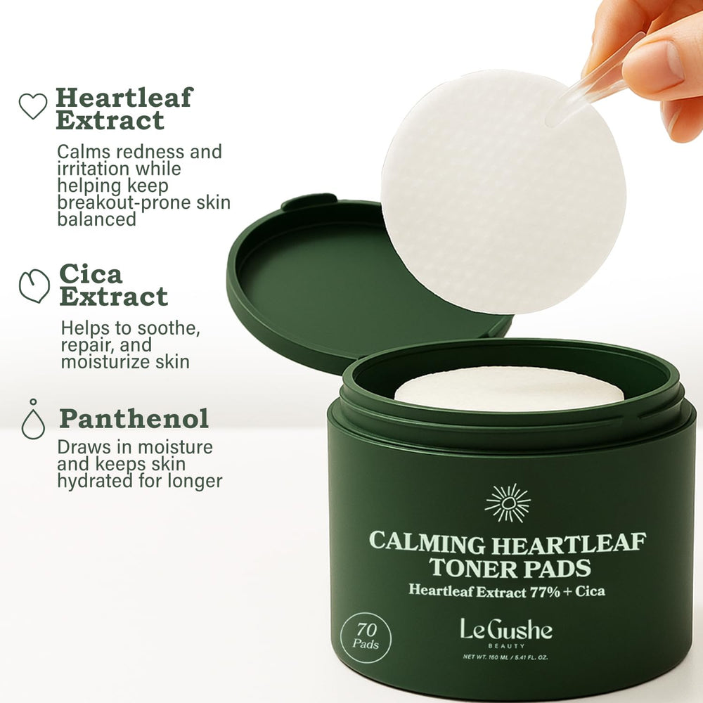 Le Gushe Heartleaf Toner Pads : texture douce du tampon exfoliant.