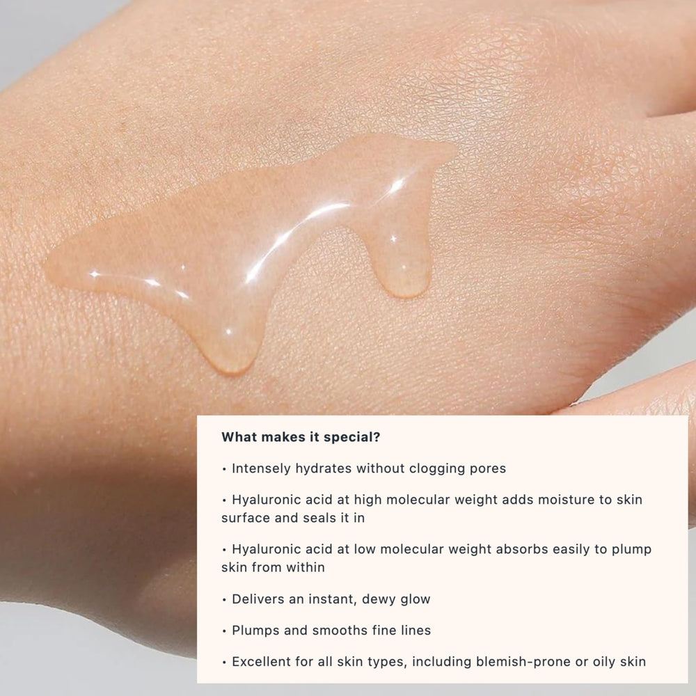 Application facile du sérum sur le visage sans sensation lourde.
