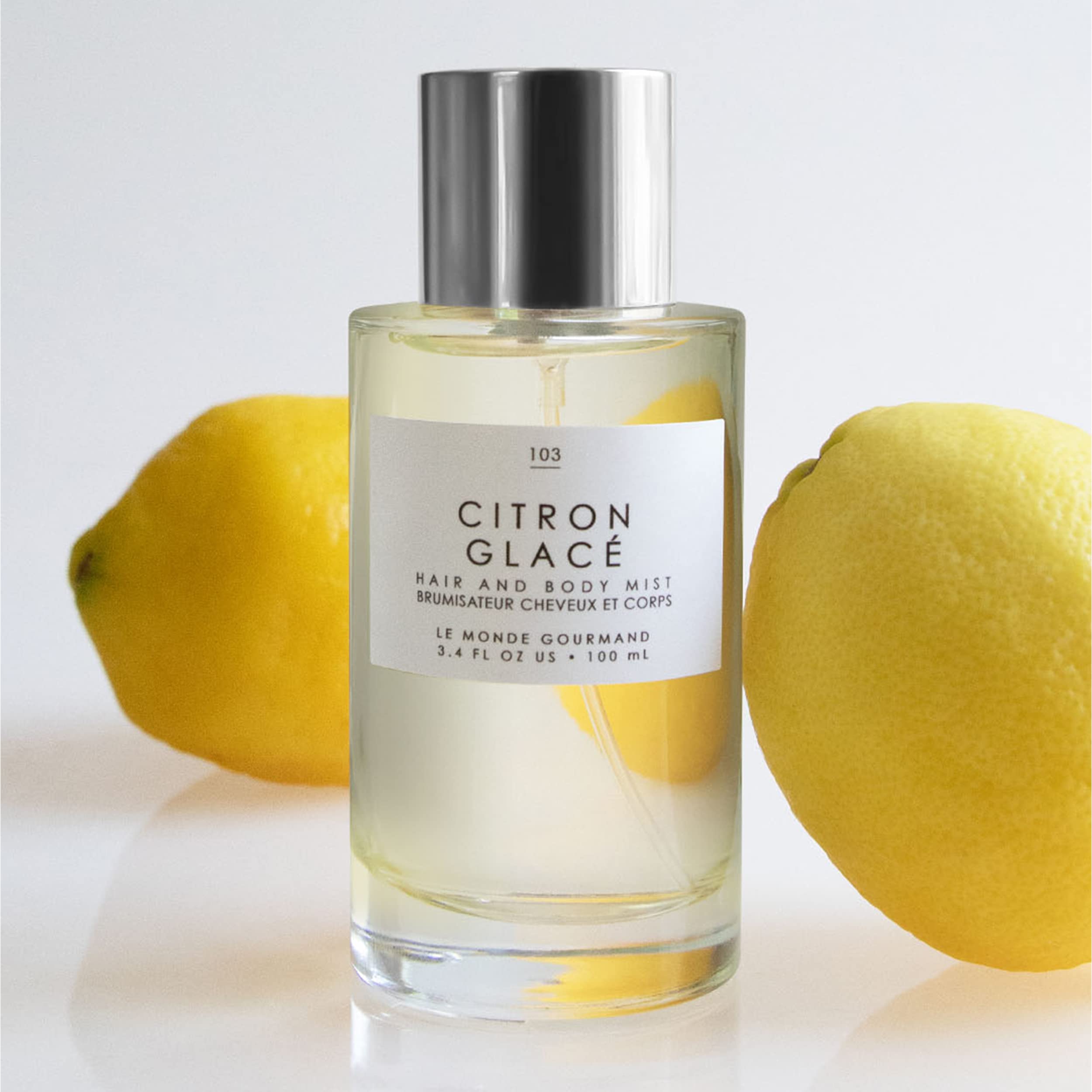Le Monde Gourmand Citron Glacé: application cheveux, brume légère qui parfume sans alourdir.