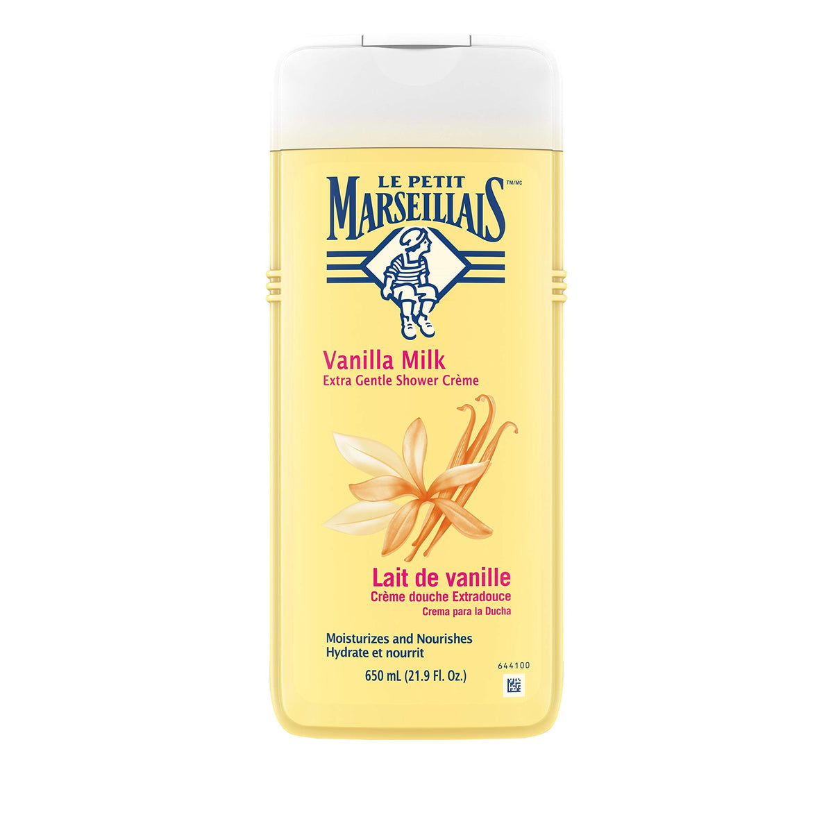 Le Petit Marseillais – Bouteille 650 ml, hydratation douce à la vanille.