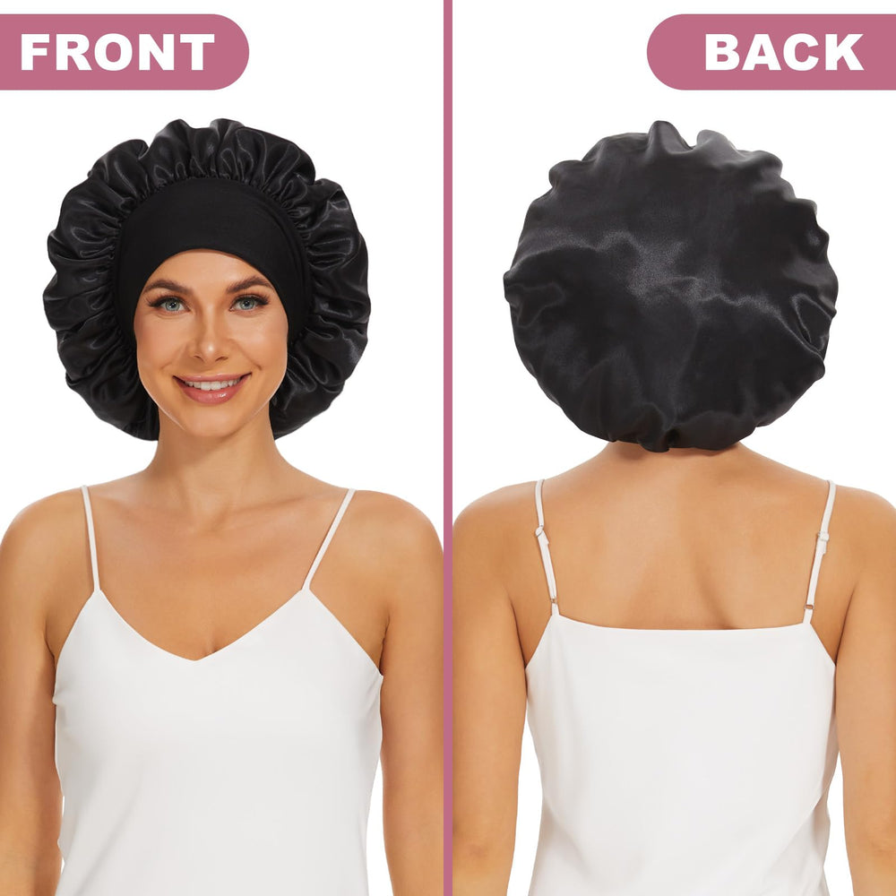 Bonnet LEADUWAY satin, bande élastique large maintien fiable sans traces.