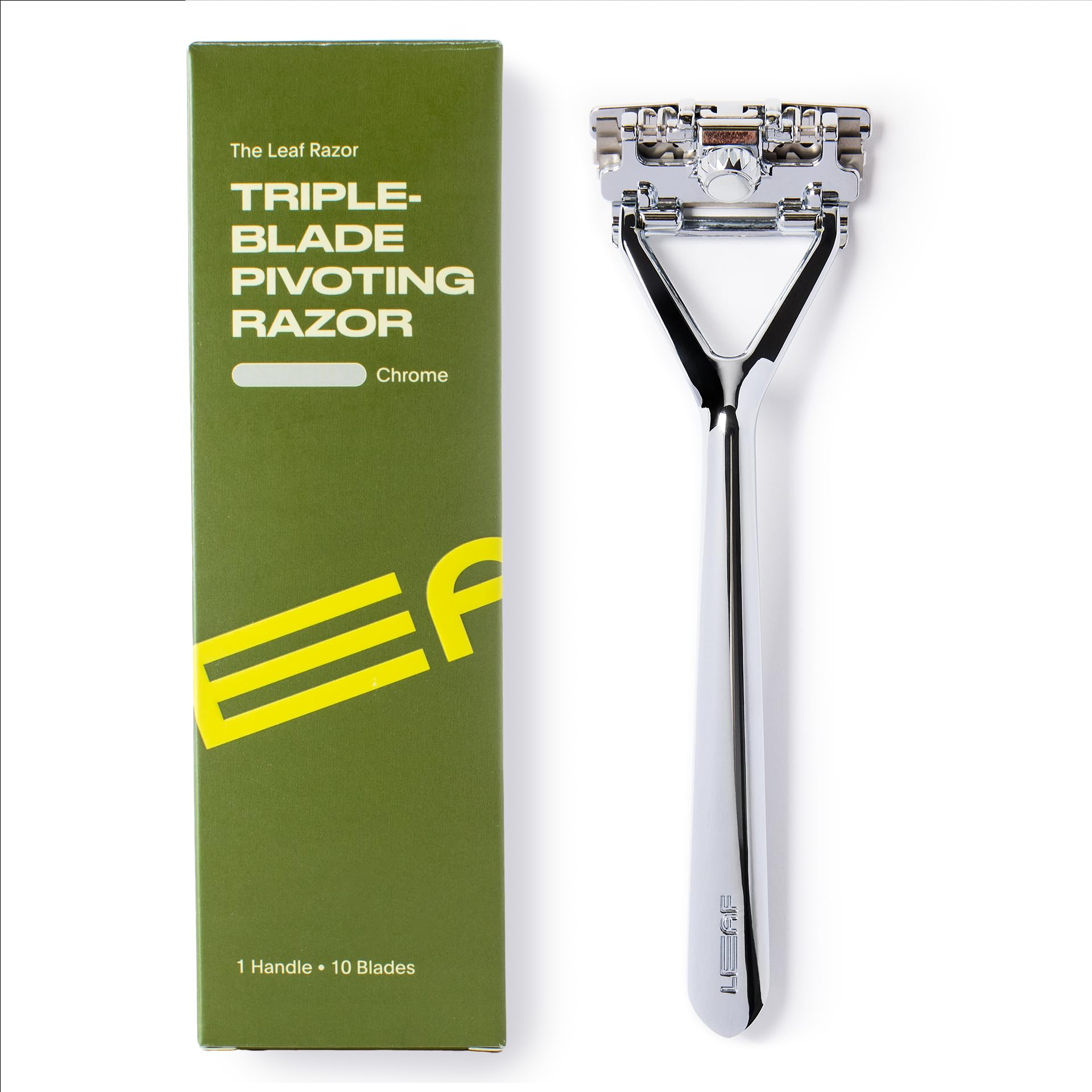 Leaf Shave rasoir métal à tête pivotante pour un rasage fluide et précis.