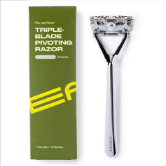 Leaf Shave rasoir métal à tête pivotante pour un rasage fluide et précis.