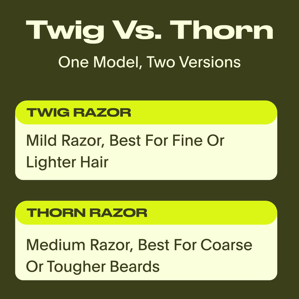 Leaf Shave Thorn lames inox inclus pour un rasage économique.
