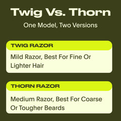 Leaf Shave Thorn lames inox inclus pour un rasage économique.