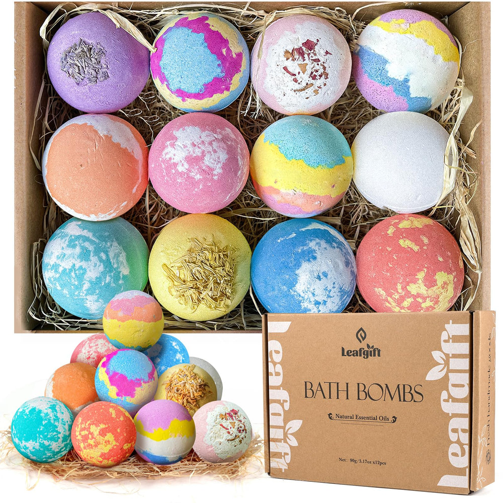 LEAFGIFT bombes de bain – ensemble de 12 parfums relaxants