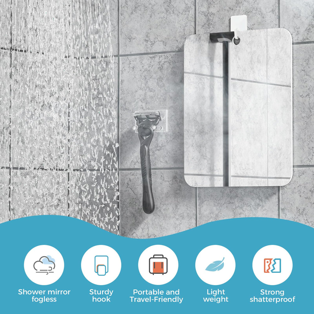 LeaOcaao Miroir douche 6,7 x 5,5 pouces pour un rasage précis.