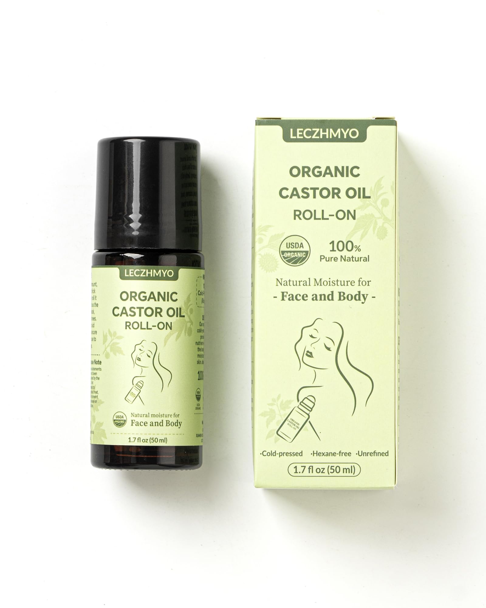 Leczhmyo huile ricin roll-on voyage léger et pratique en déplacement.