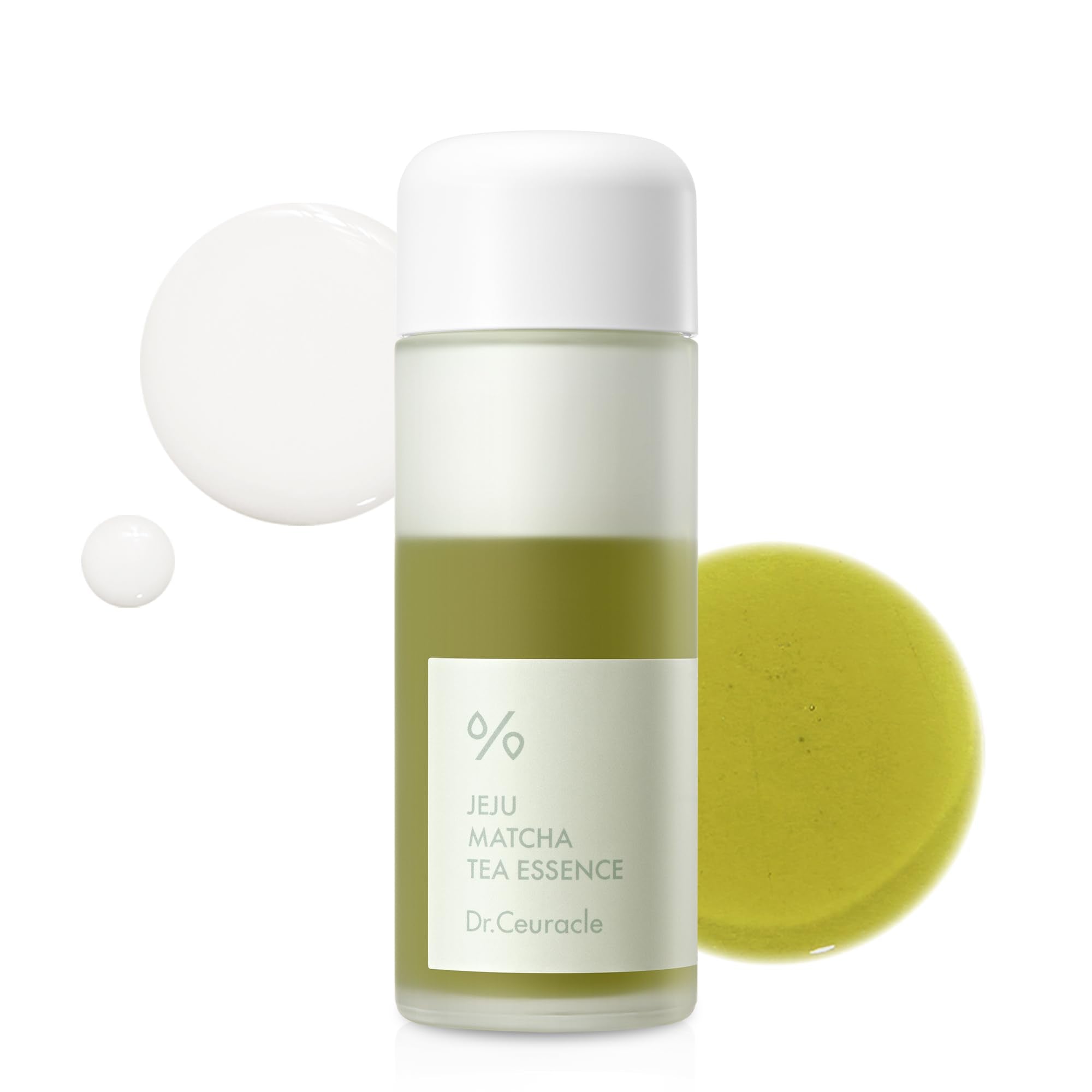 Leegeehaam Jeju Matcha Tea Essence, bouteille milky : hydratation légère et peau apaisée.