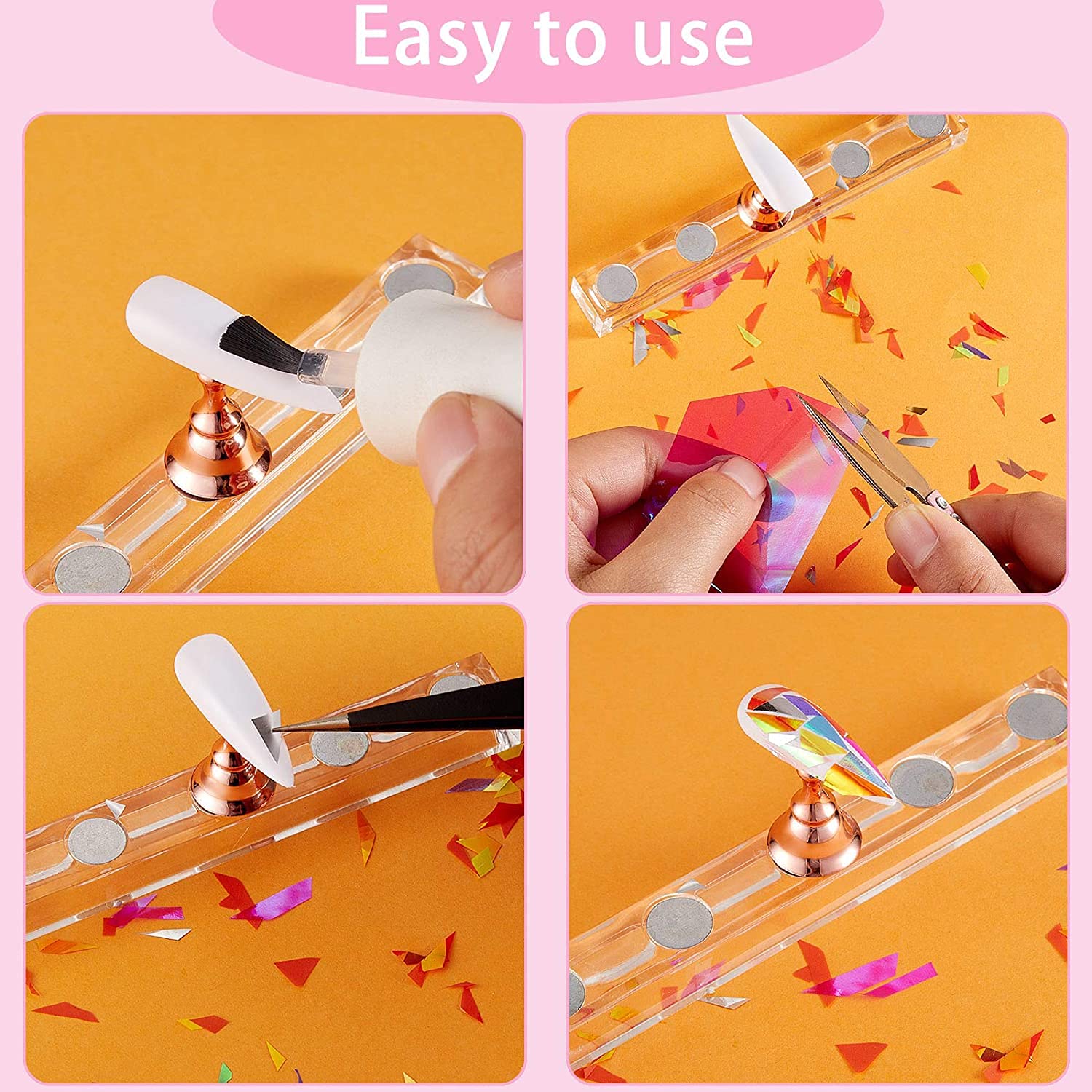 Leelosp papier cellophane reflets sur ongles, design spectaculaire.