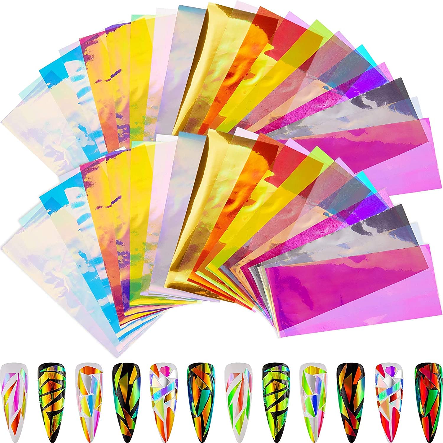 Leelosp verres iridescents pour ongles, effet miroir éclatant.