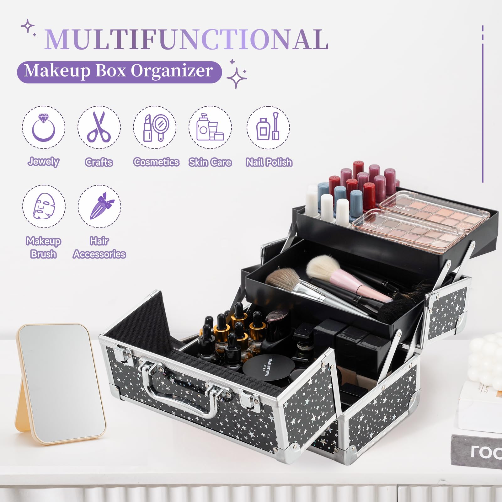 Coffret Leeora&Leekoo compact et étanche protégeant les cosmétiques des éclaboussures.