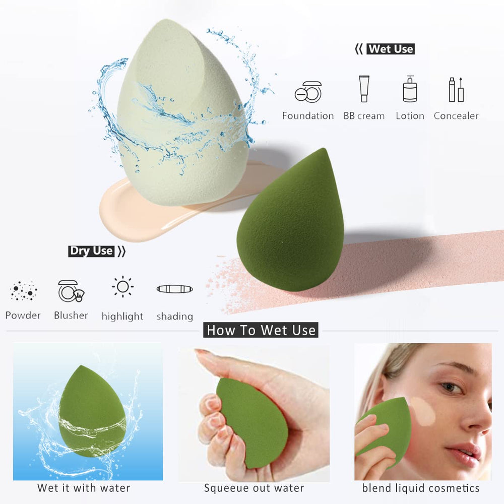 Éponge Leeshine maquillage vert - formes multiples pour tout le visage