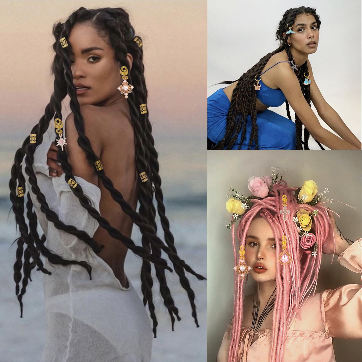 Leeven-accessoires-cheveux-locs-dorés-perles: personnalisez vos locs avec élégance.