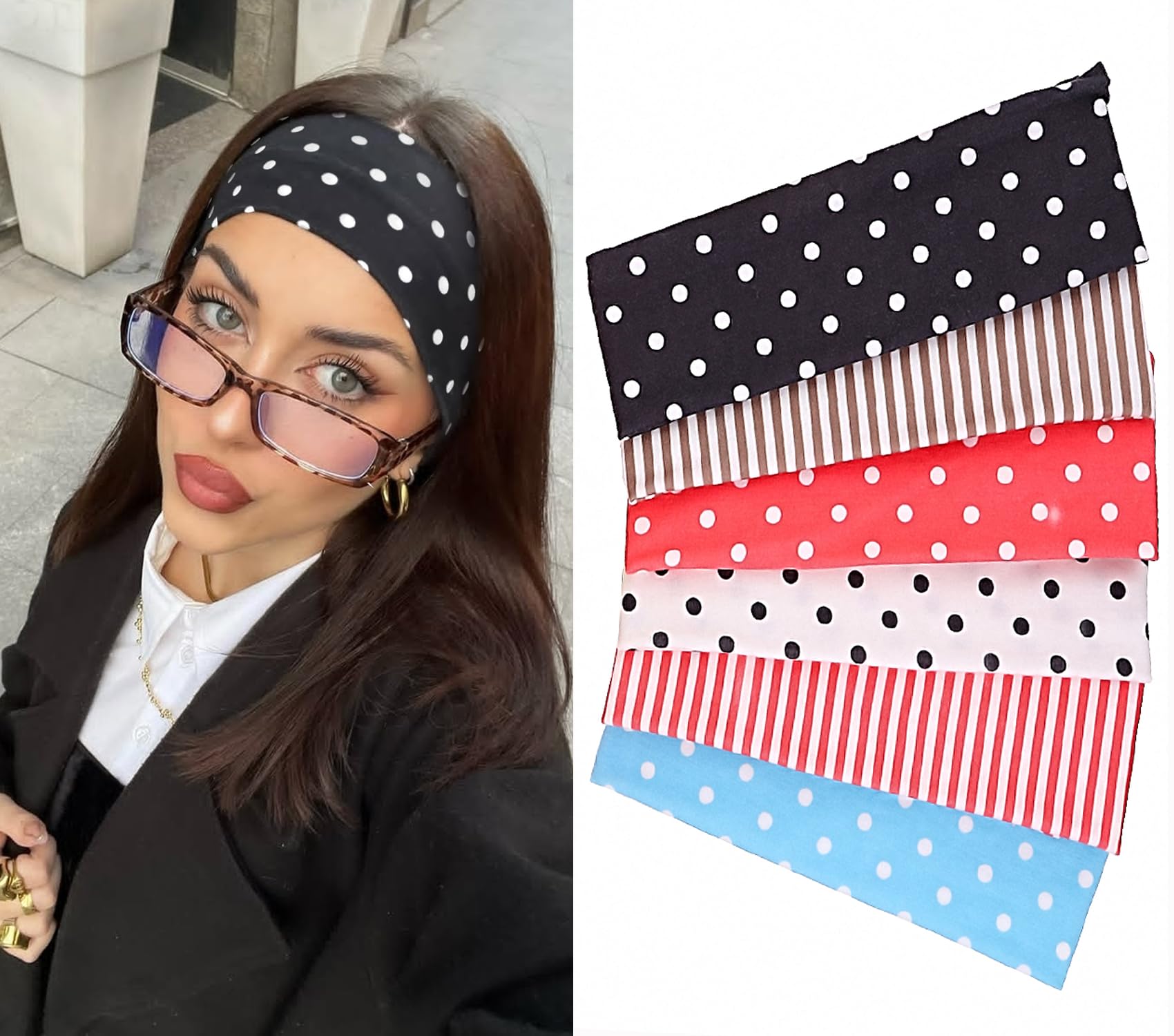 Leeven bandeau-pois-fleurs : style chic polyvalent pour les cheveux