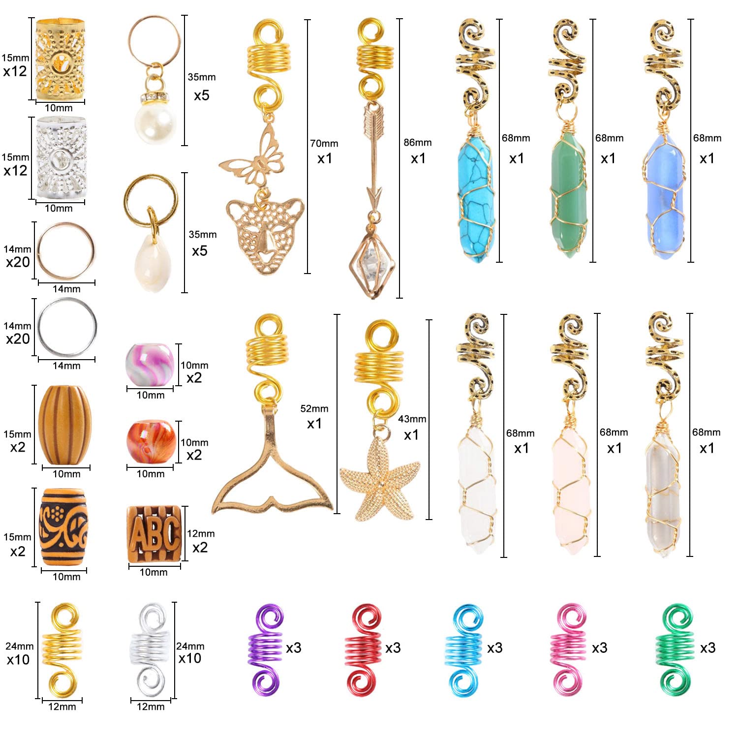 Pendentifs jade colorés Leeven, pour une touche lumineuse sur vos tresses.