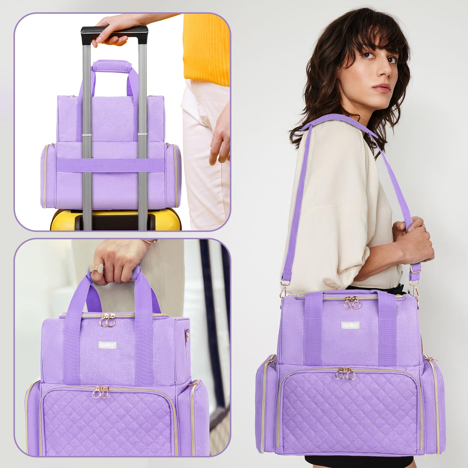 LEFOR·Z portage triple mode: poignée, bretelles et lanière trolley.
