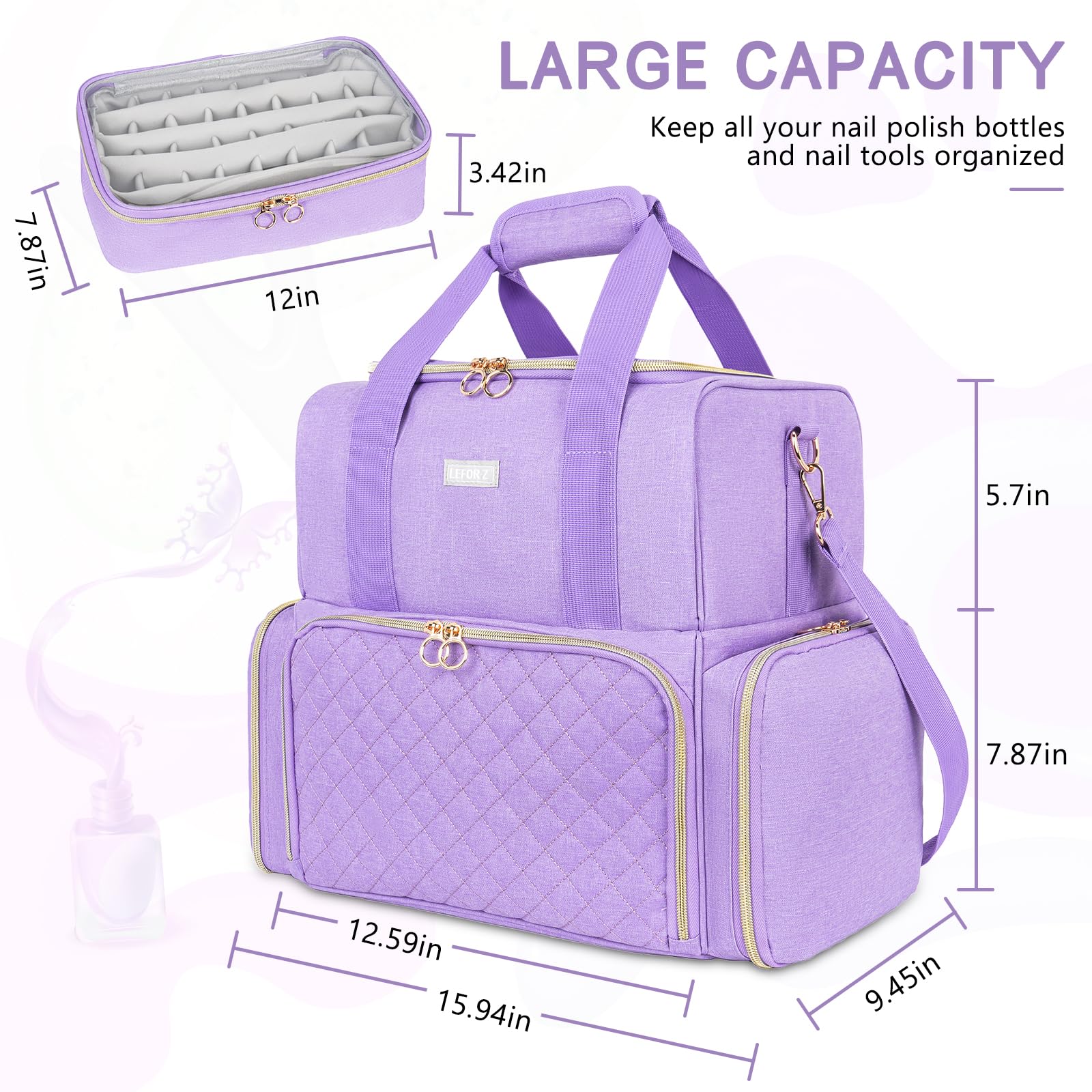 LEFOR·Z sac portable pour vernis avec poches détachables, transport facile.