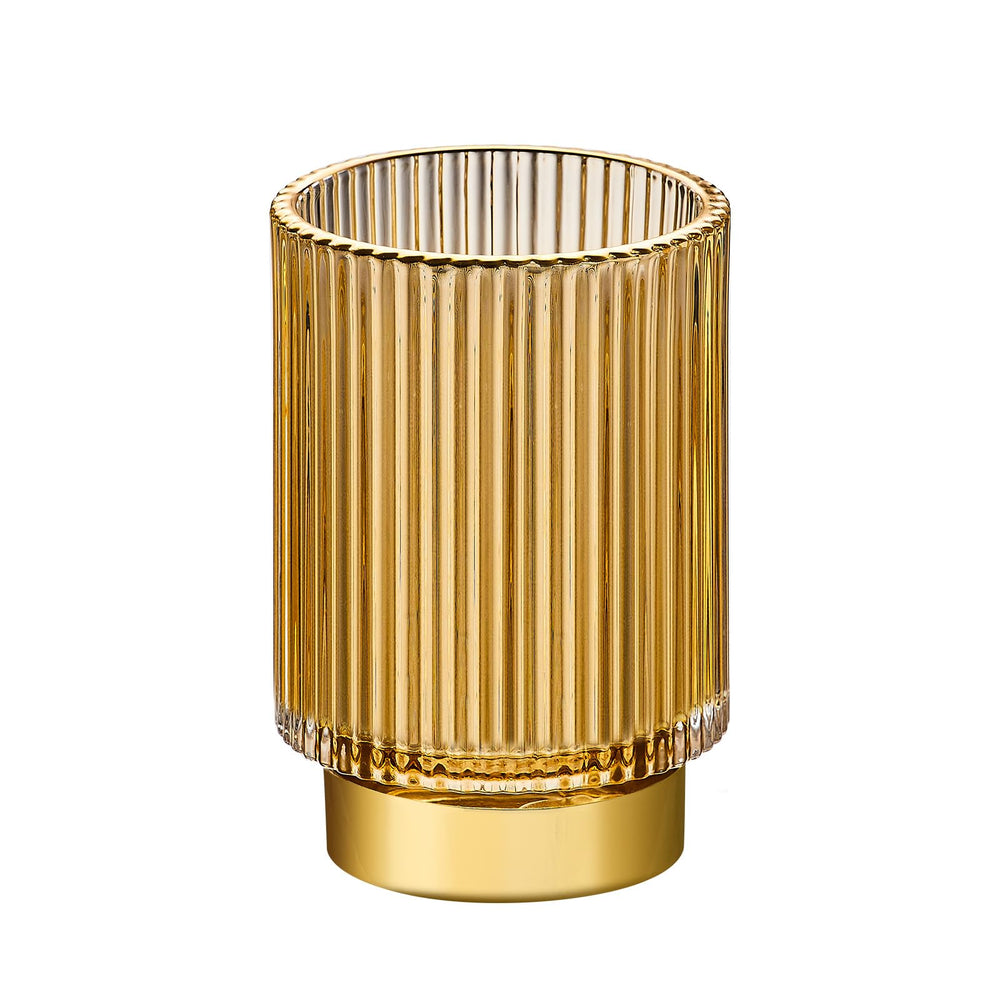 Leicurace gobelet-verre-rayures-dore porte-pinceaux élégant et pratique