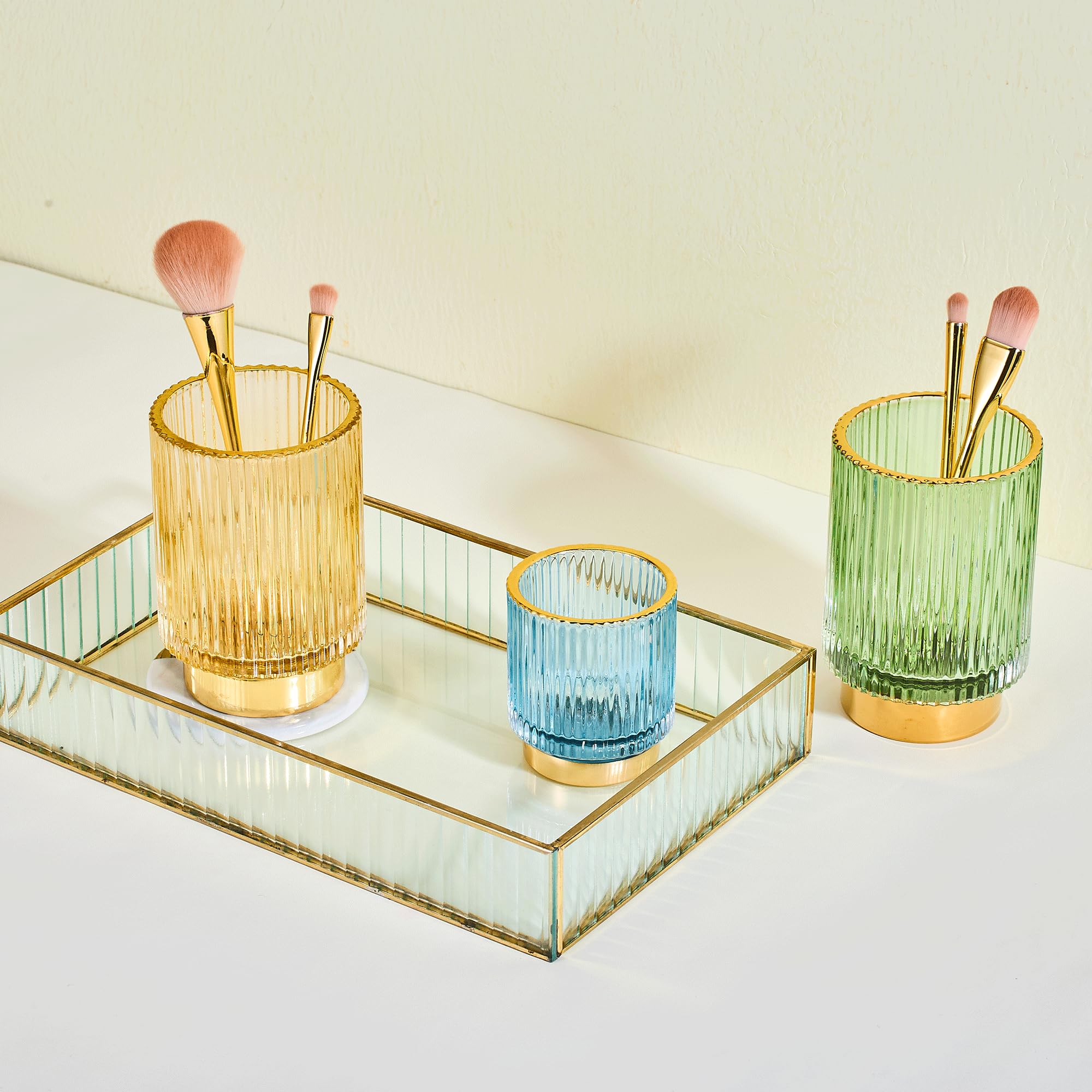 Leicurace porte-stylo-crayon-verre-dore compact et chic