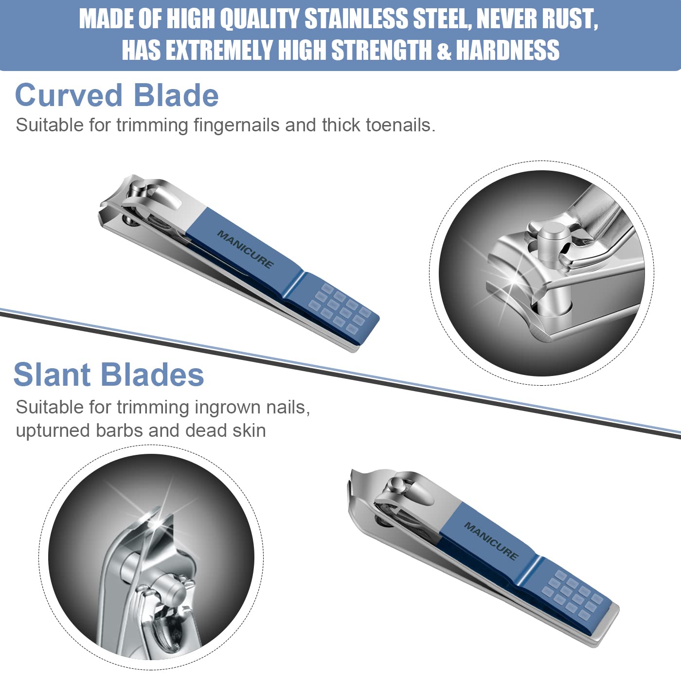 Ciseaux coupe-ongles professionnels Leipple en acier inoxydable, coupe nette sans effort.