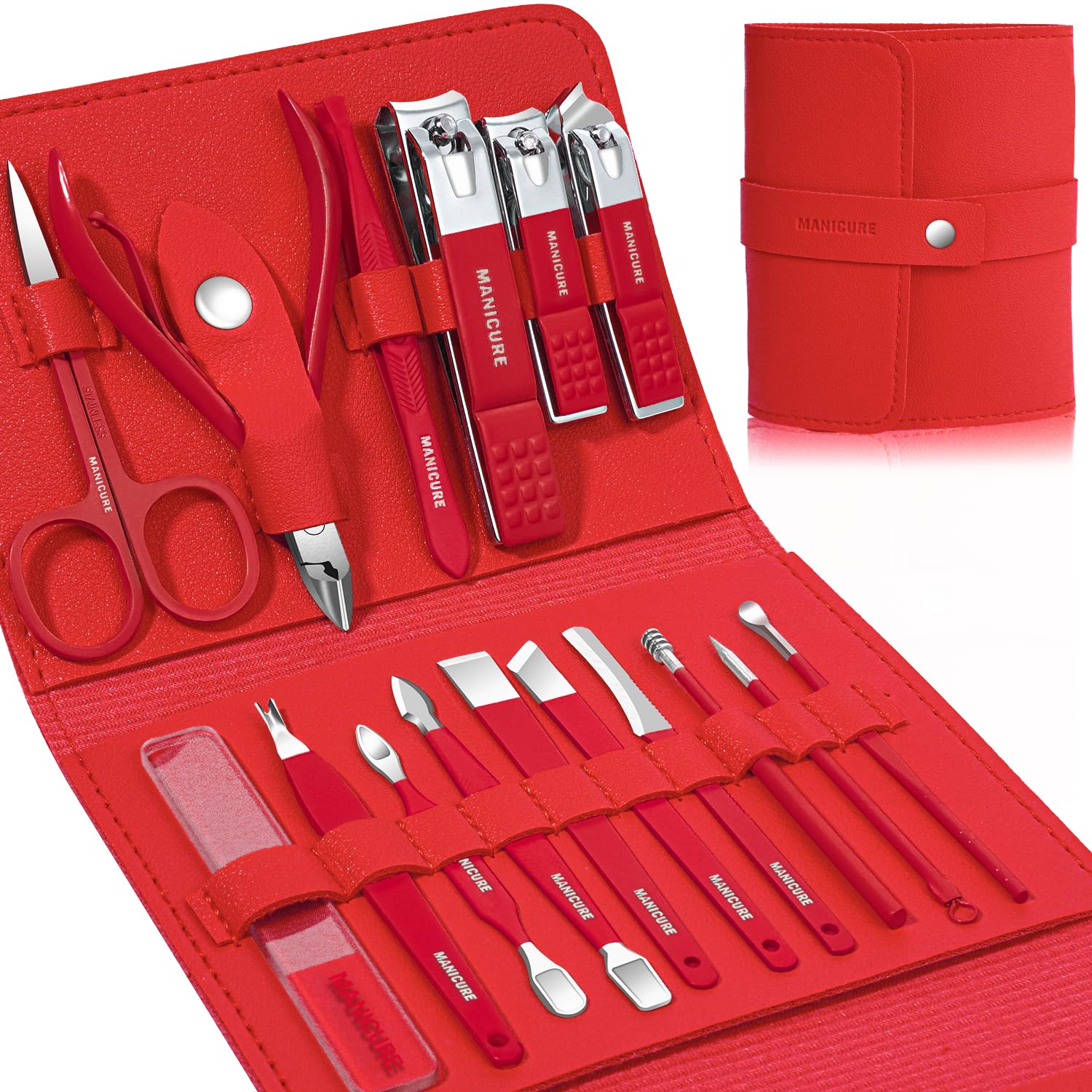 Leipple ensemble-manucure 16 pièces: coffret pratique pour soins à domicile