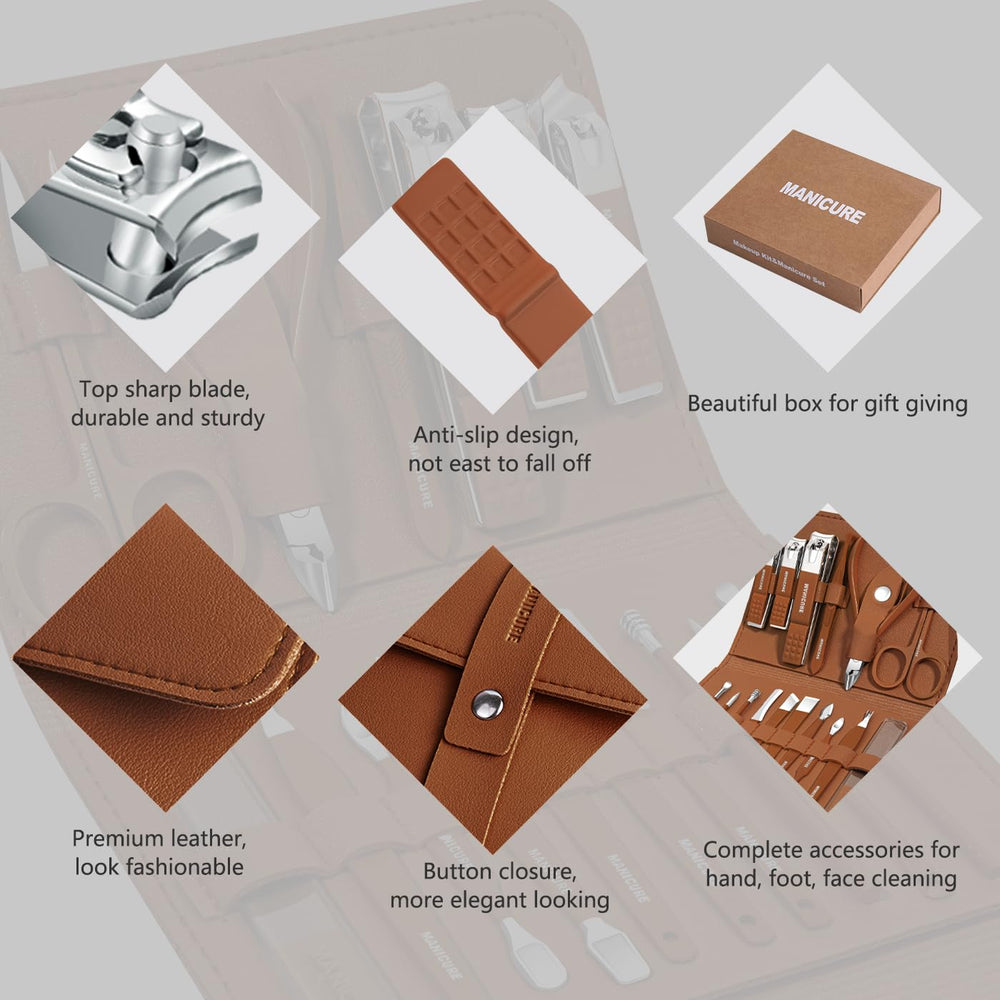 Leipple Étui cuir marron élégant, transport sûr des outils de soin en voyage.