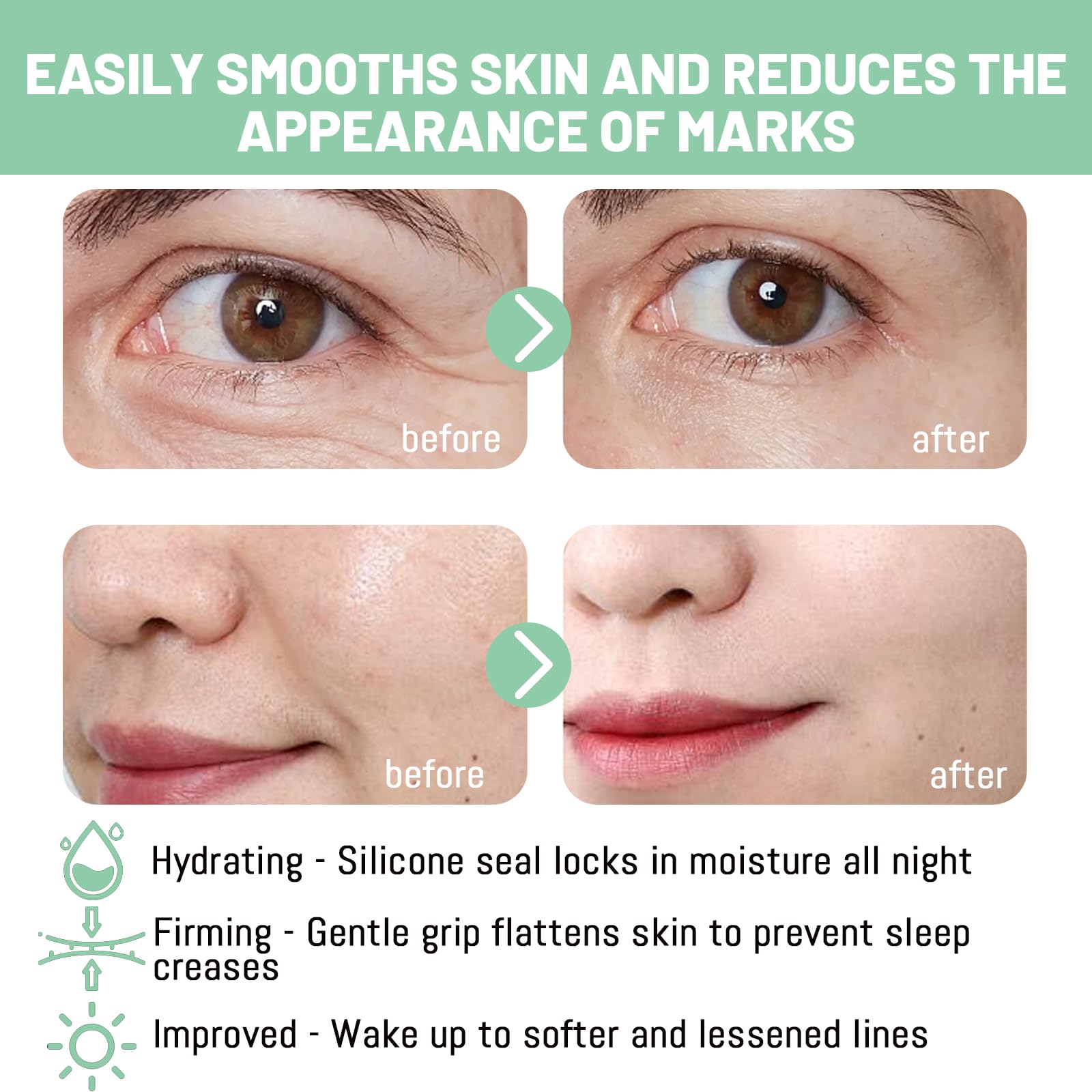 Patchs Lejuv silicone visage conformite – contours du visage parfaitement ajustés.