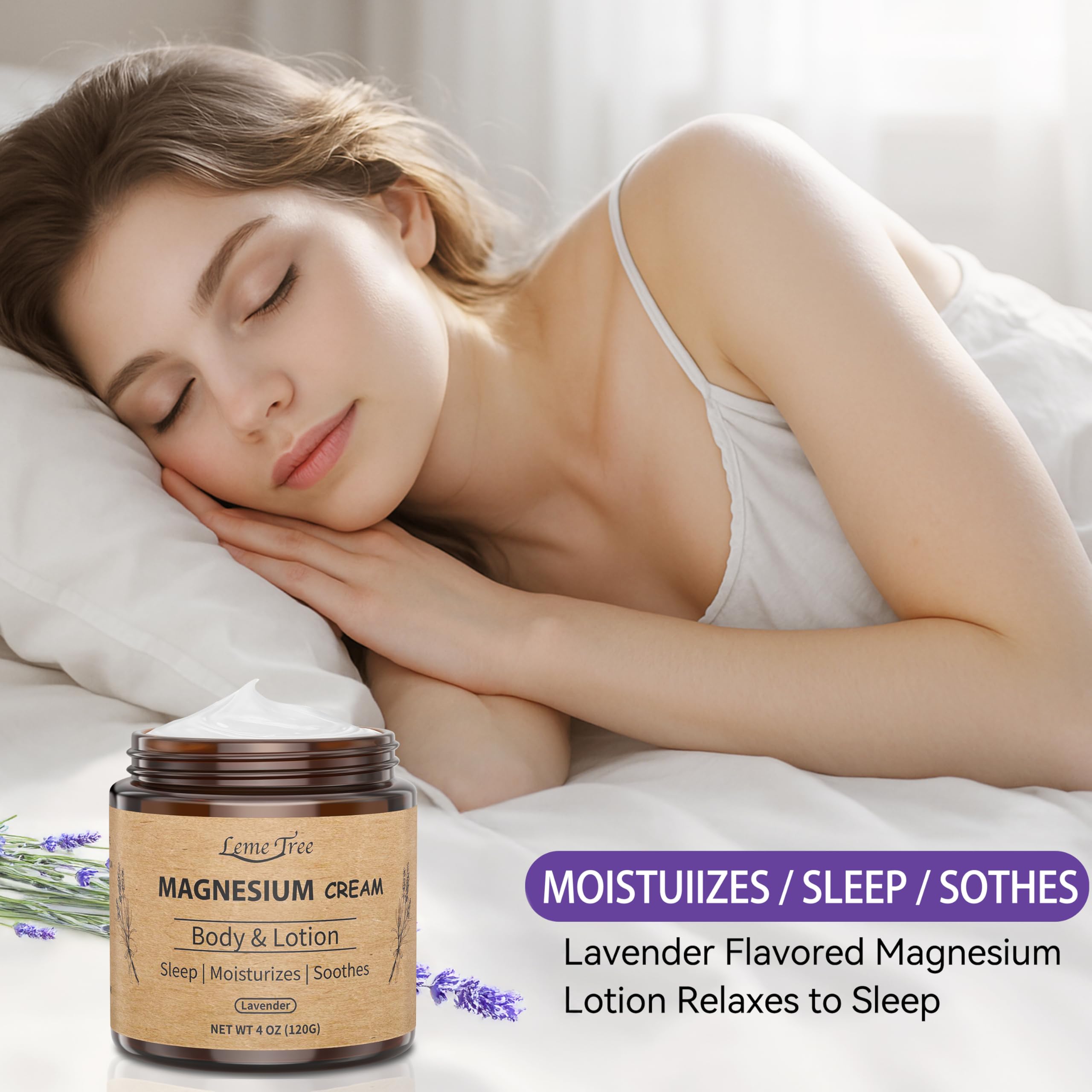 LemeTree Crème Magnésium – application sur les bras pour confort.