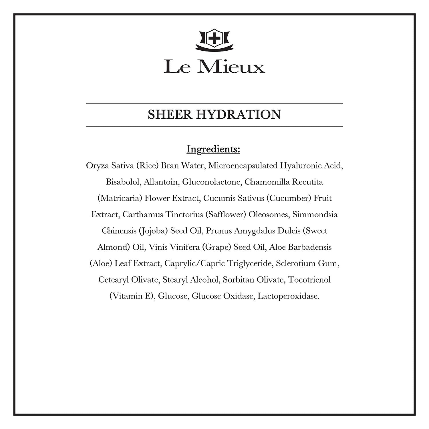 Le Mieux Sheer Hydration, application-visage, gel léger pour peau mixte et grasse.
