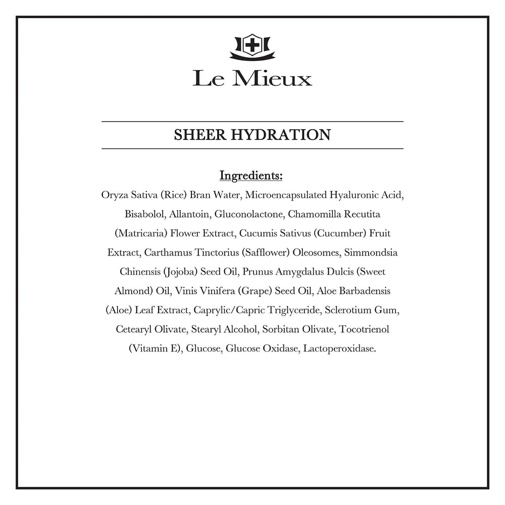 Le Mieux Sheer Hydration, application-visage, gel léger pour peau mixte et grasse.