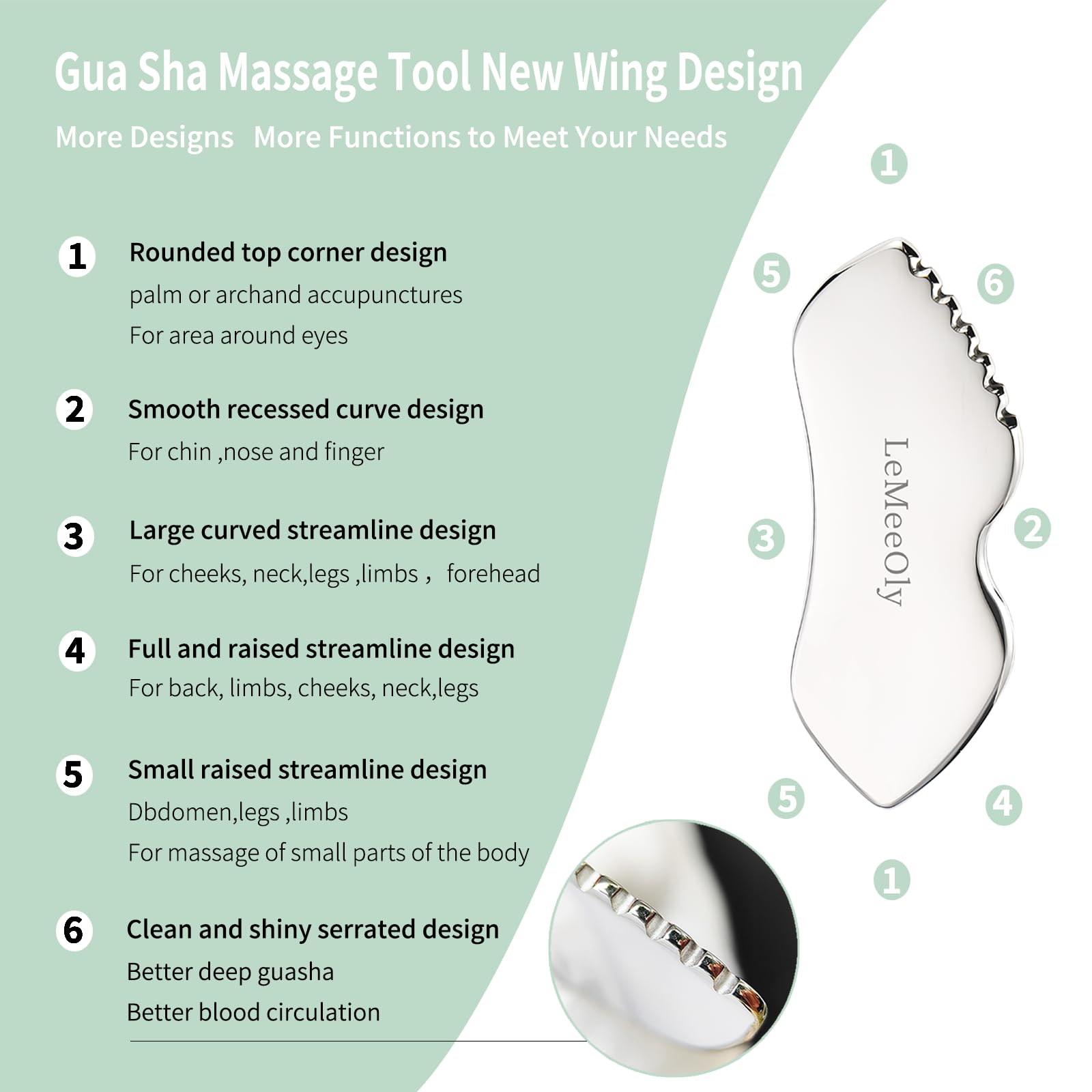 LeMeeOly gua sha bord serré: outil polyvalent pour massage du corps