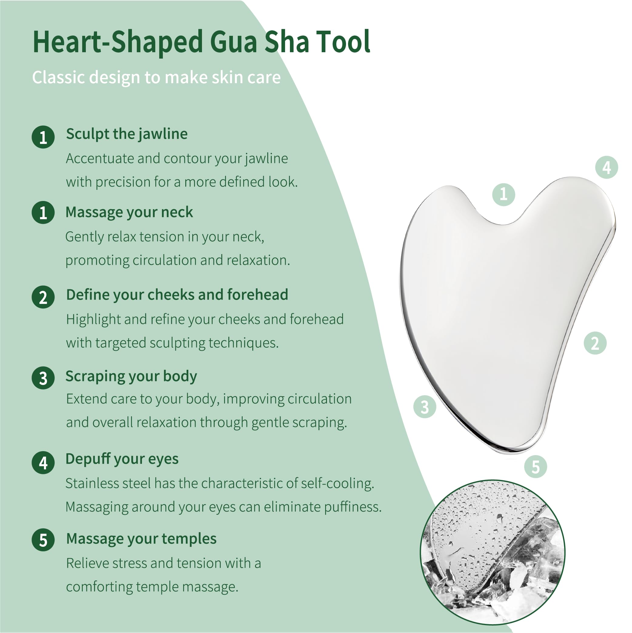 LeMeeOly gua sha cœur inox pour zones sensibles.