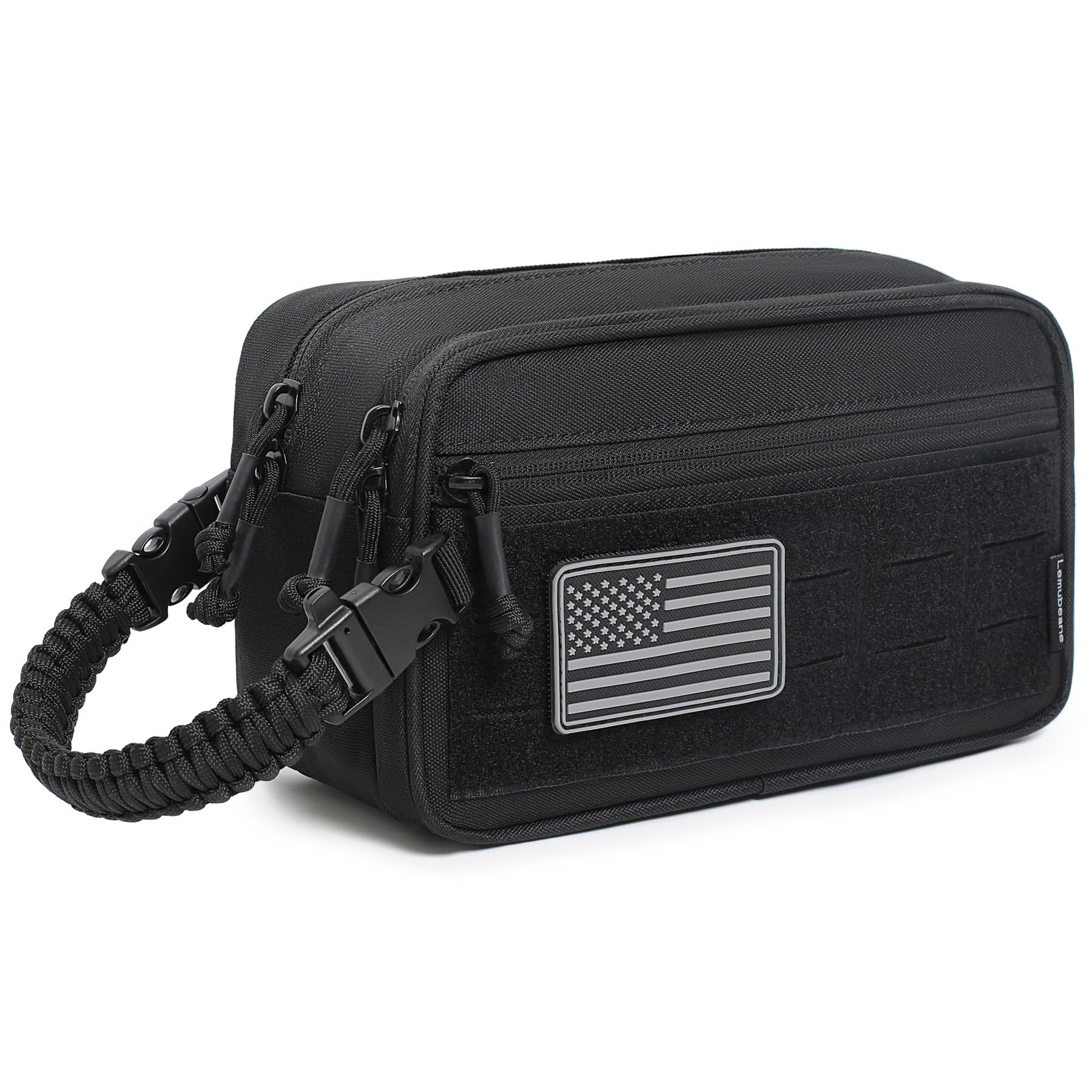 Lemubeane Trousse Tactique Noire – vue avant, robuste pour l'extérieur.