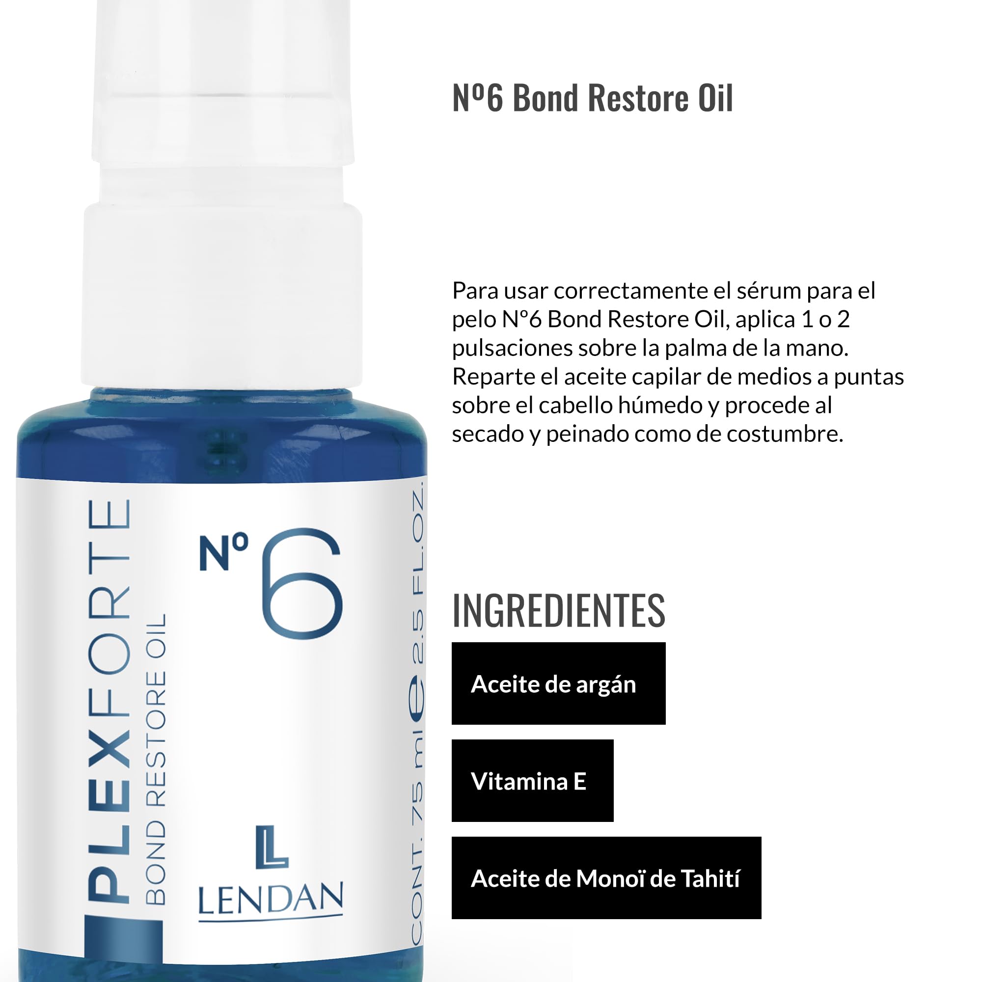 Lendan N°6 Bond Restore Oil contrôle du frizz sur cheveux humides et secs
