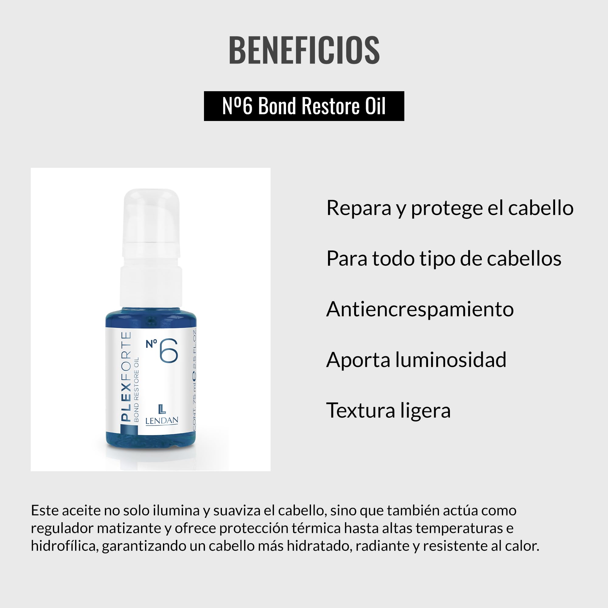 Lendan N°6 Bond Restore Oil texture légère sans lourdeur sur les longueurs
