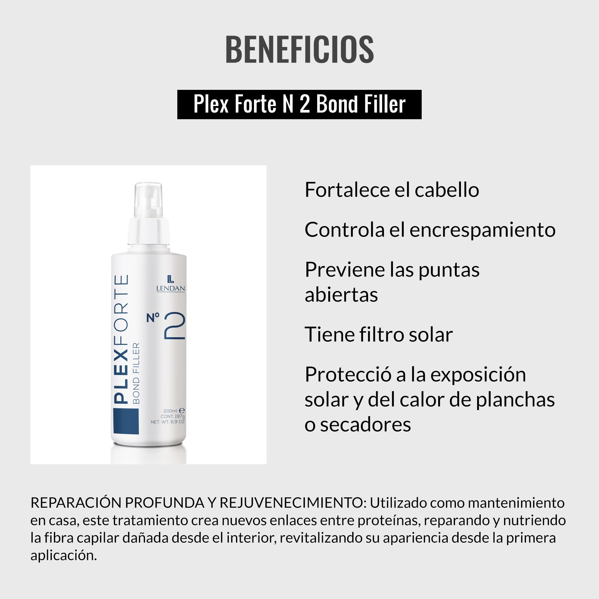 Application sur cheveux humides avec Lendan Plex Forte Nº2 Bond Filler pour une répartition homogène.