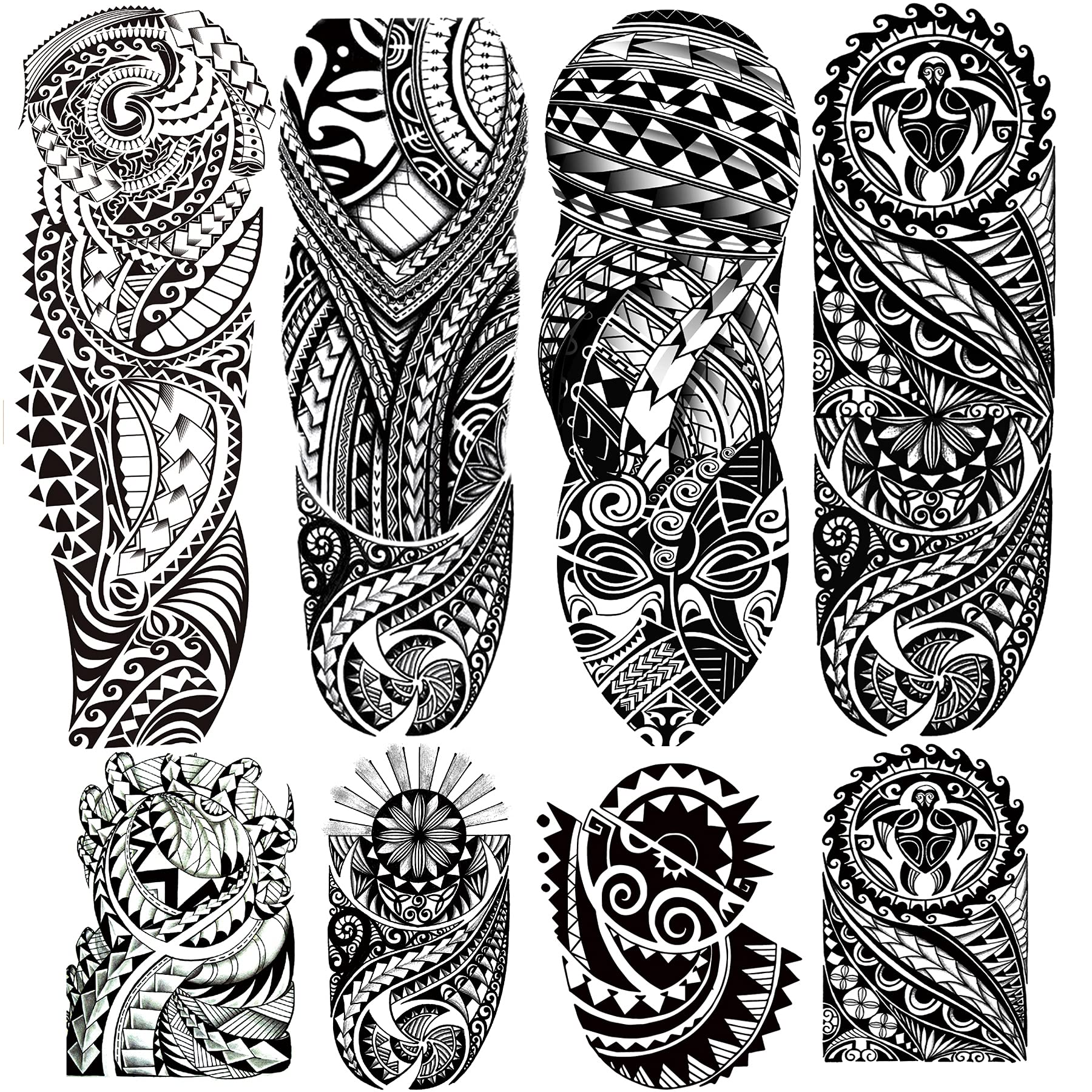 Tatouage Leoars sur la manche pleine, motif tribal totem pour un look éphémère festif.