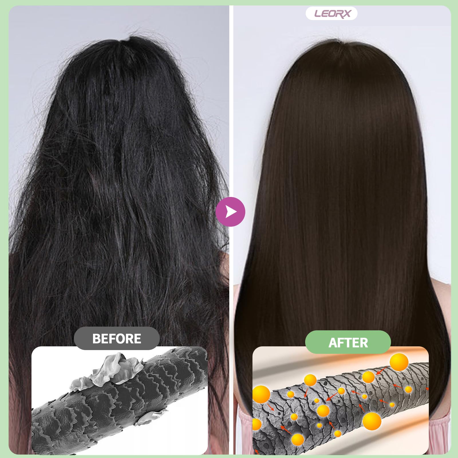Produit 3 en 1 Leorx pour soin et couleur des cheveux gris