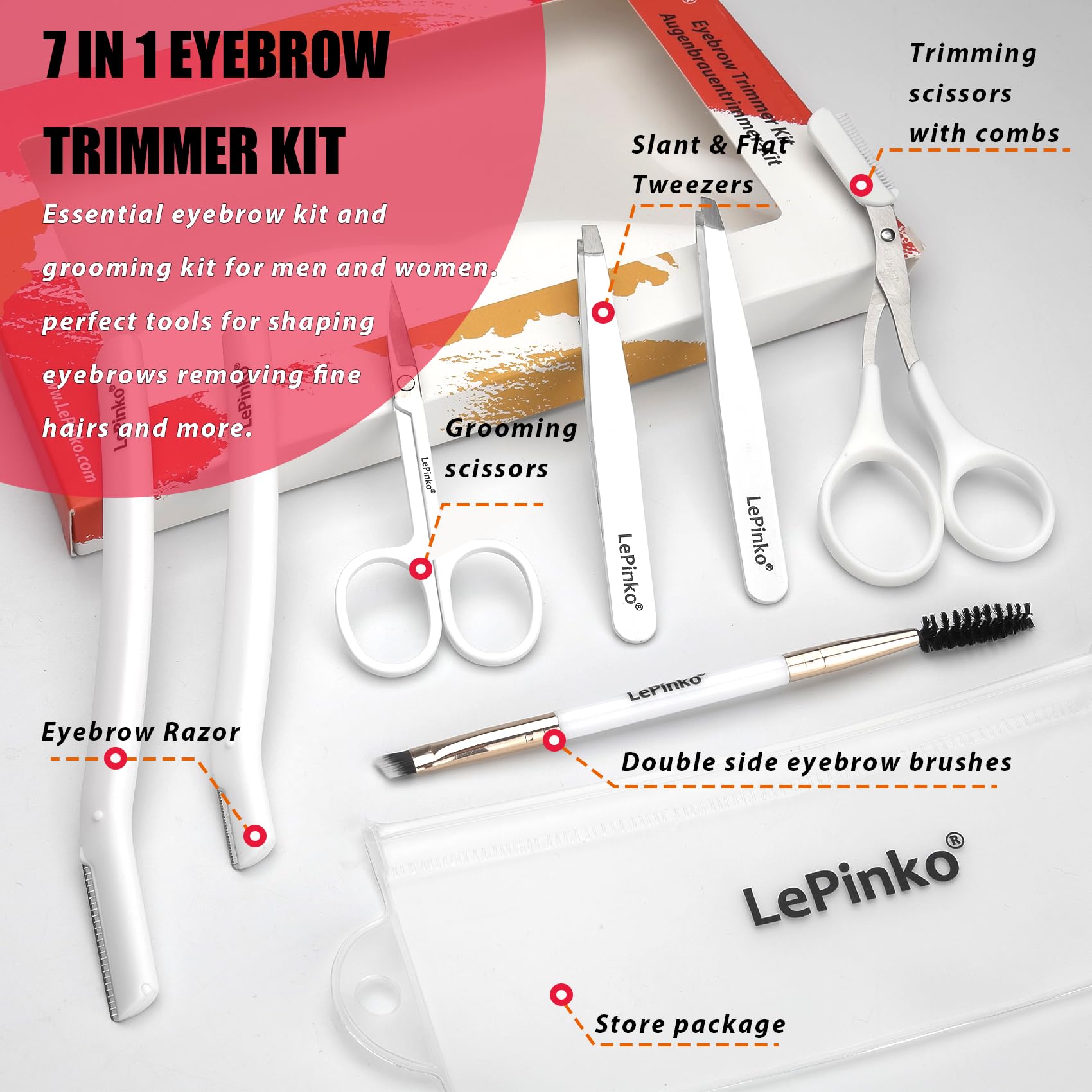LePinko-ciseaux-sourcils-avec-peigne permettent des contours nets et réguliers.