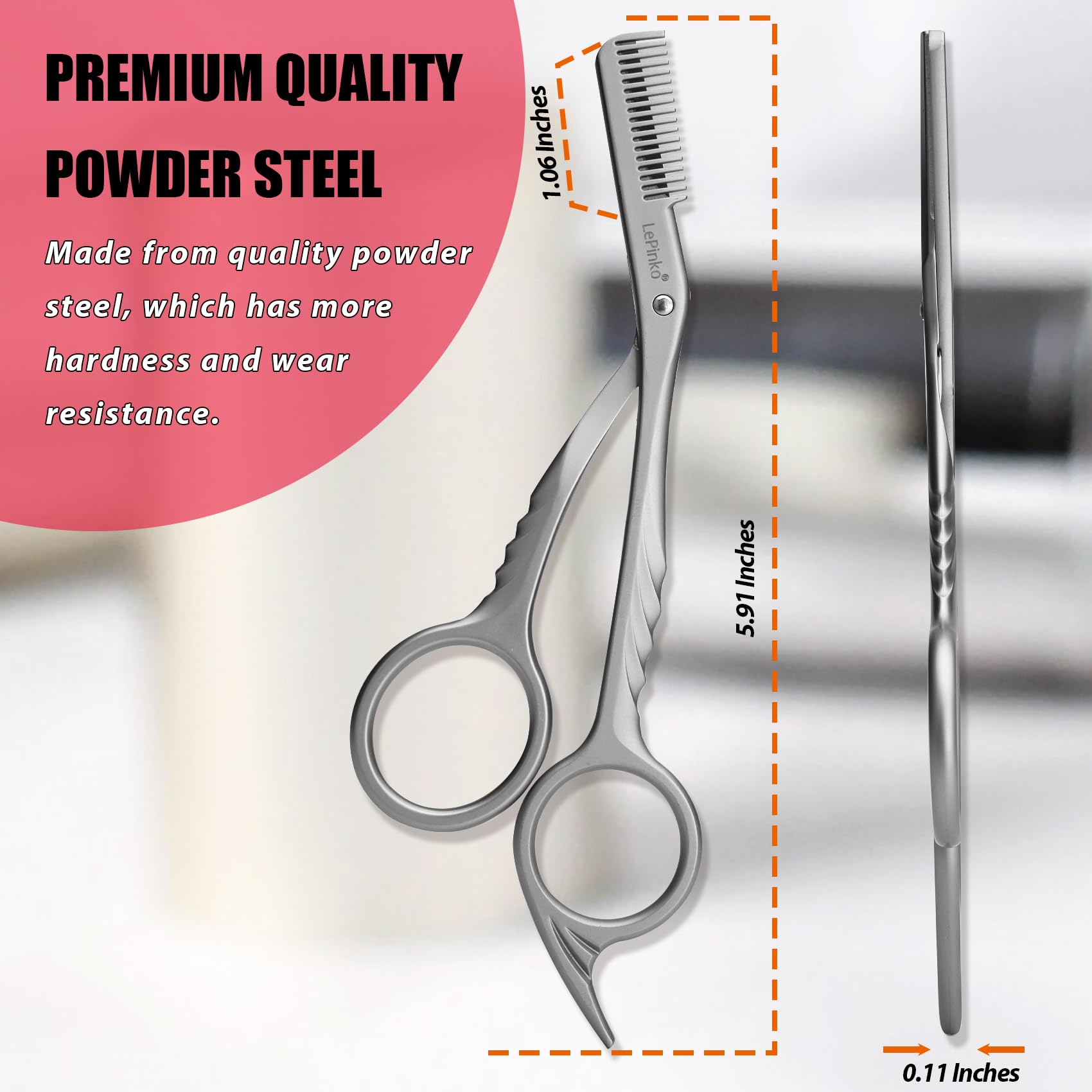 LePinko ciseaux sourcils précision acier poudre pour une coupe durable.