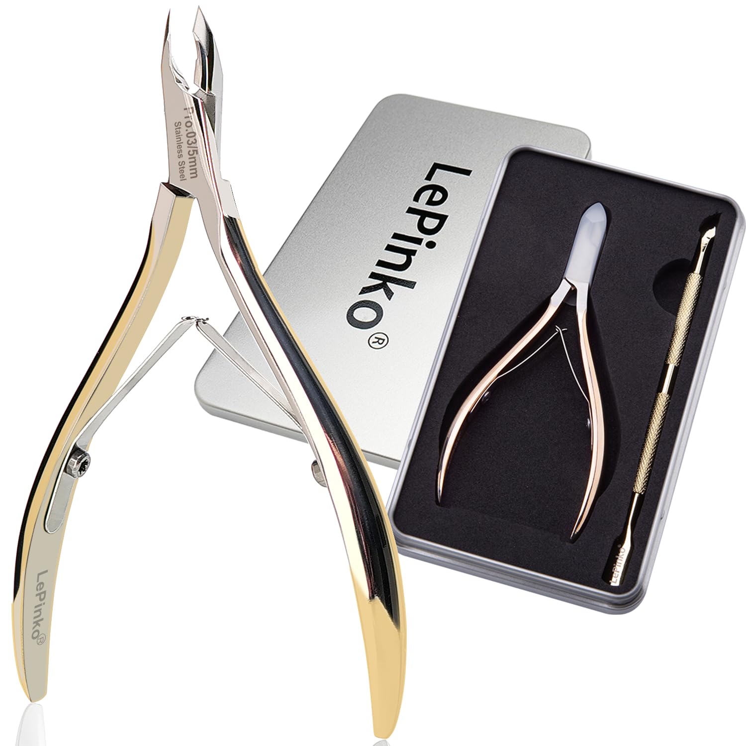 LePinko coupe-cuticules doré, mâchoire 5 mm, pour des bords nets.