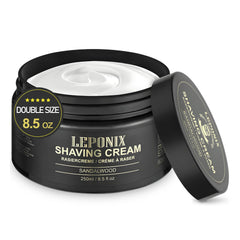 LEPONIX Crème de rasage 250 ml, mousse généreuse pour un rasage précis et confortable.