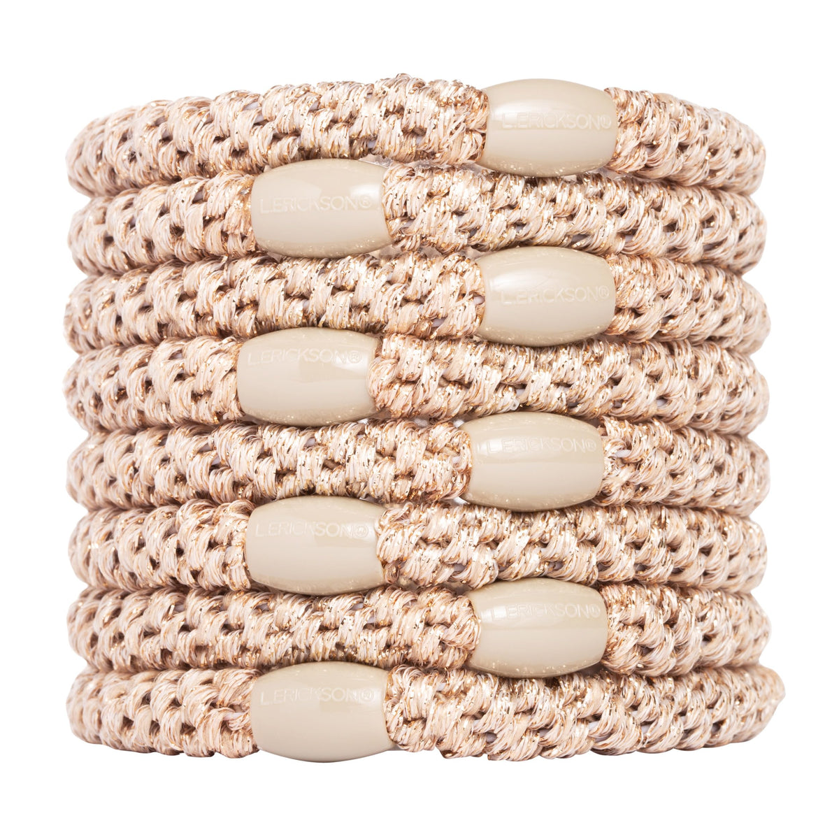 L. Erickson: bandes cheveux dorées beige, fini métallique pour un style discret et durable.