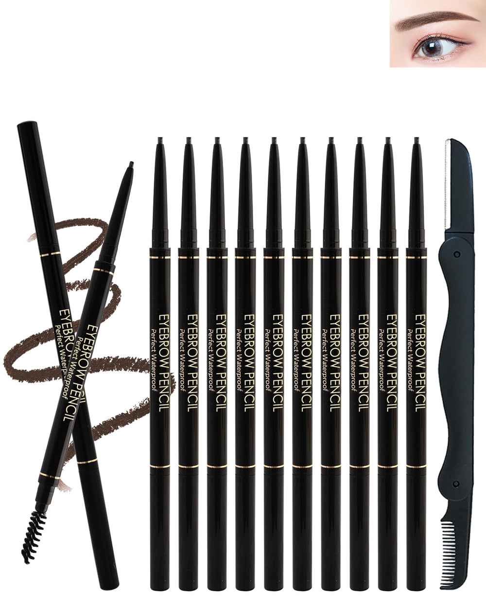 Lestpola ensemble 12 crayons sourcils pour un rendu naturel et tridimensionnel.