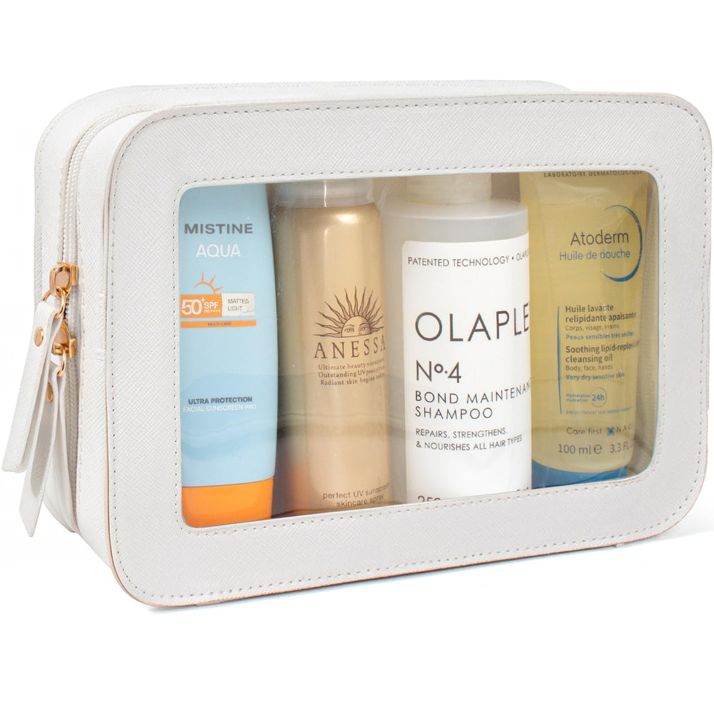 Letgo étui beauté transparent, idéal pour emporter cosmétiques lors de trajets.