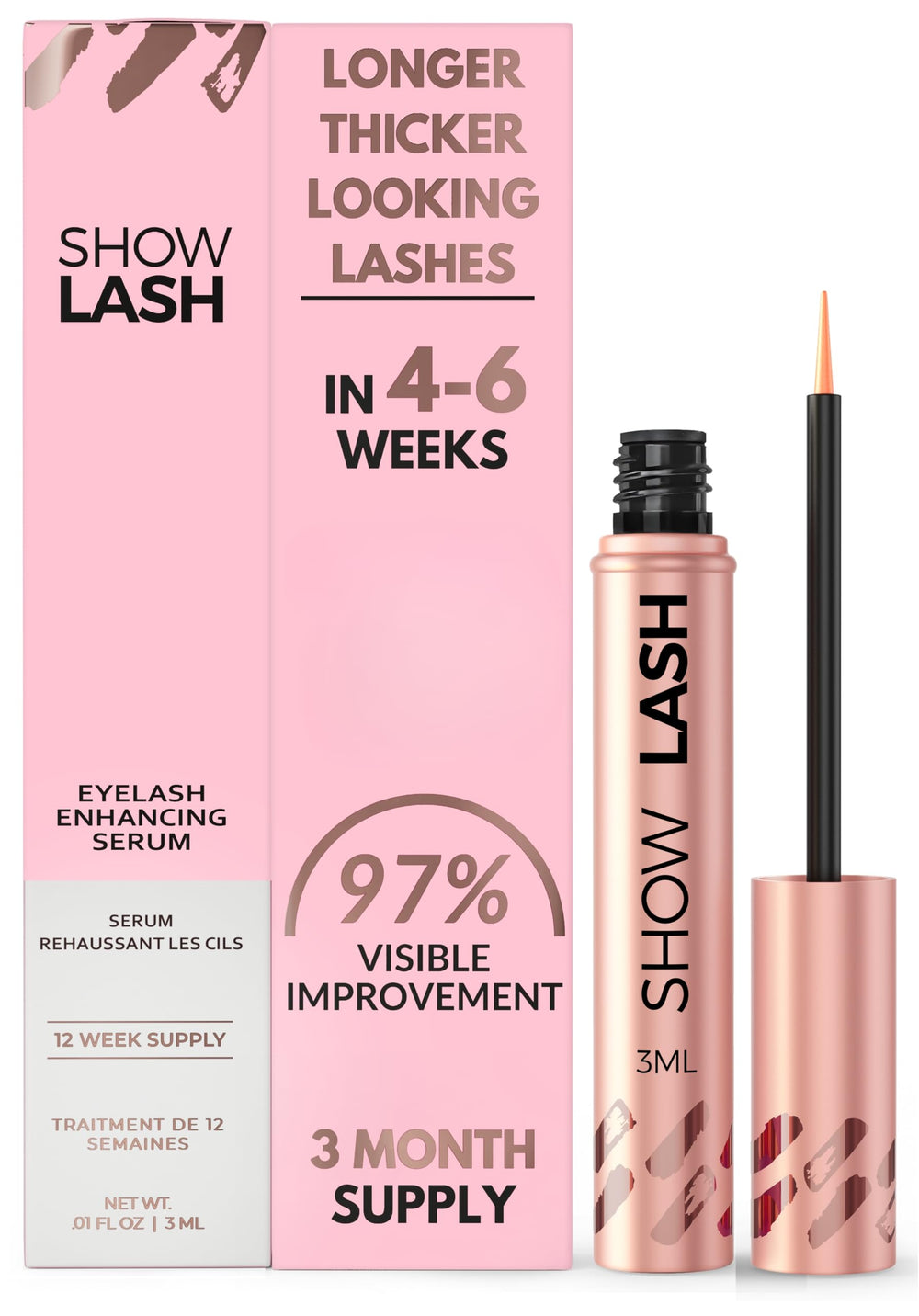 LeVaye Show Lash Sérum – Bouteille prête à l emploi pour des cils plus longs.