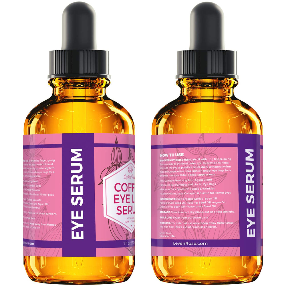 Leven Rose Coffee Oil packaging communicates chemical-free, natural skincare